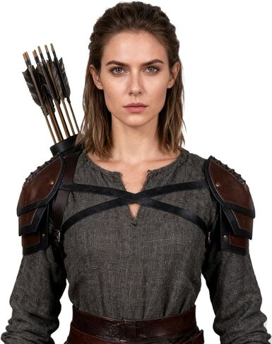 L'VOW Medieval Pauldron Leather Shoulder Armor for Knight Cosplay, Halloween LARP Viking Ren Faire Accessory in Saudi Arabia