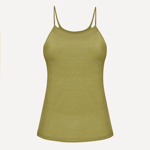Women's Summer Camisole Tops with Bulit in Bra Knit Ribbed Supportive Padded Spaghetti Strap Slim Tank Top for Yoga in Saudi Arabia