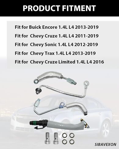 طقم خط تغذية وإرجاع زيت توربو مكون من 4 قطع - يناسب سيارات Chevy Cruze وSonic وTrax وBuick Encore (1.4L L4) - مجموعة أنابيب خرطوم التبريد الكاملة - تحل محل OE # 55587854 55592600 55567067 in Kuwait
