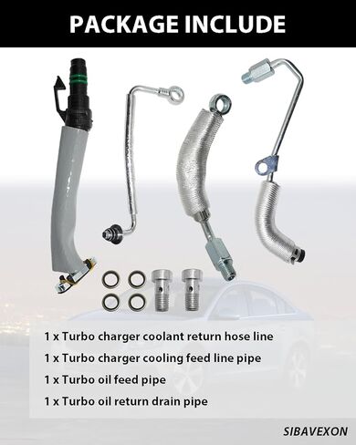 طقم خط تغذية وإرجاع زيت توربو مكون من 4 قطع - يناسب سيارات Chevy Cruze وSonic وTrax وBuick Encore (1.4L L4) - مجموعة أنابيب خرطوم التبريد الكاملة - تحل محل OE # 55587854 55592600 55567067 in Kuwait