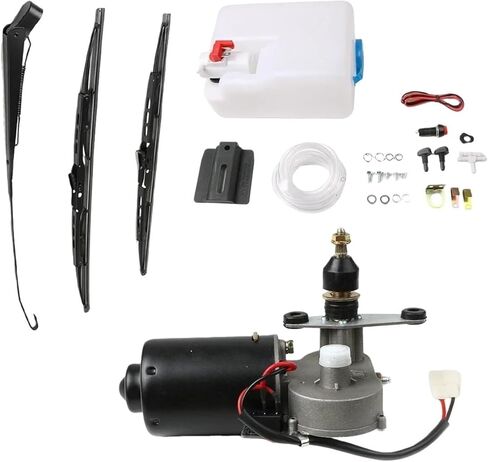 Electric Windshield Wiper Motor Kit Wiper Assembly Compatible with Polaris Ranger Honda Washer Reservoir Pump Bottle Jet Wiper DC12V 30W in Kuwait