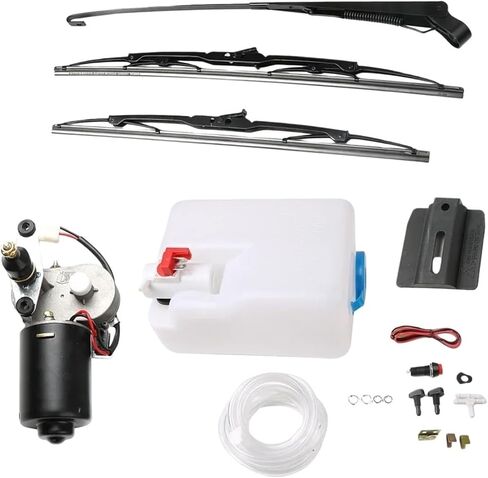 Electric Windshield Wiper Motor Kit Wiper Assembly Compatible with Polaris Ranger Honda Washer Reservoir Pump Bottle Jet Wiper DC12V 30W in Kuwait