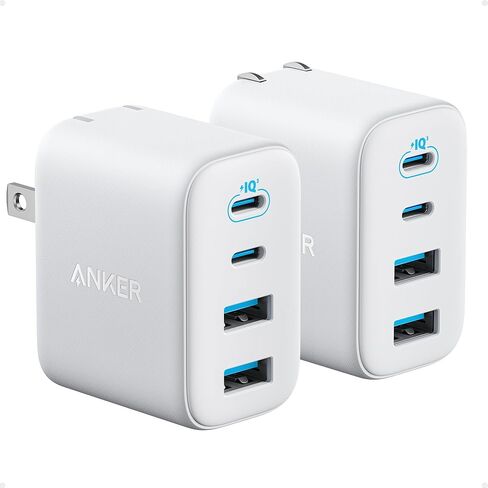 Anker Zolo USB C Charger Block, 2-Pack 4-Port Wall Adapter with 50W Max Output, 2 USB-C and 2 USB-A, Compact and Stable Design, for iPhone 17/16 Series, MacBook, iPad, Pixel, Galaxy, and More (Black) in Kuwait