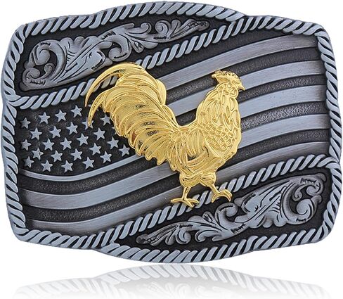 Vintage العلم الأمريكي حزام مشبك الرجال قبعات رعاة البقر الغربية راعية البقر روديو حزام الابازيم الذهبي الديك حزام الابازيم للرجال والنساء in Kuwait