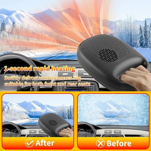 12V Portable Car Heater & Defroster – 120W Turbo Fast Heating/Cooling, 360° Adjustable, Plug & Play for Cars/SUVs/RVs – Dual Defog & Fog-Free Driving in Saudi Arabia