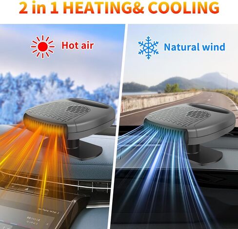 12V Portable Car Heater & Defroster – 120W Turbo Fast Heating/Cooling, 360° Adjustable, Plug & Play for Cars/SUVs/RVs – Dual Defog & Fog-Free Driving in Saudi Arabia