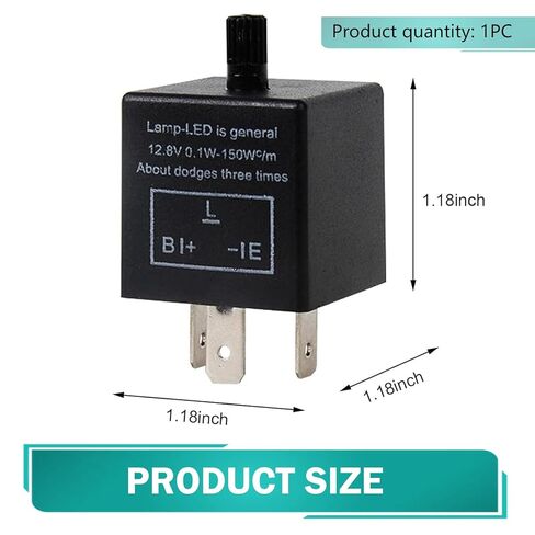 CF14 Car LED Flasher Relay, 3 Pin Adjustable Relay for Solving LED Turn Signal Fast Flashing, Plug and Play Flashing Frequency Control Tool, Universal Lighting Maintenance for Cars (Black) in Saudi Arabia