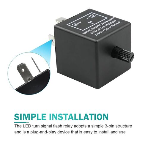 CF14 Car LED Flasher Relay, 3 Pin Adjustable Relay for Solving LED Turn Signal Fast Flashing, Plug and Play Flashing Frequency Control Tool, Universal Lighting Maintenance for Cars (Black) in Saudi Arabia