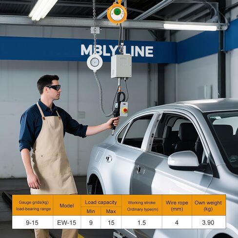موازن زنبركي قابل للسحب قابل للتعديل 9 ~ 15 كجم (20 ~ 33 رطل) مع حبل سلكي 1.5 متر مع خطاف، معدات تعليق للأدوات الثقيلة in Kuwait
