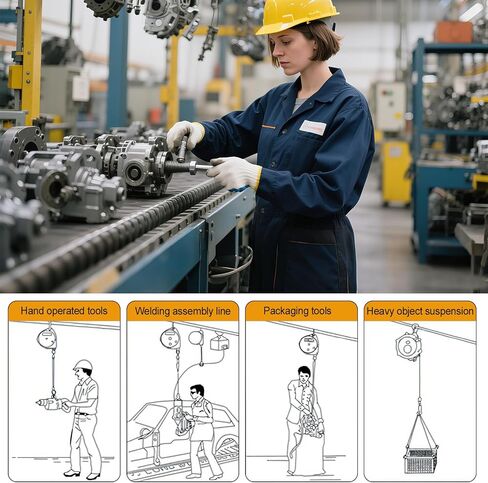 موازن زنبركي قابل للسحب قابل للتعديل 9 ~ 15 كجم (20 ~ 33 رطل) مع حبل سلكي 1.5 متر مع خطاف، معدات تعليق للأدوات الثقيلة in Kuwait