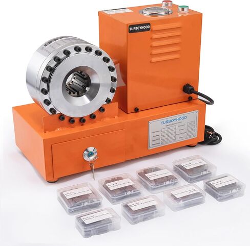 Electric Hydraulic Hose Crimper Tool with 8 Dies – 110V Portable Crimping Machine for AC Lines, Automotive, Excavators, Agricultural Equipment – Multi-Diameter Hydraulic Pipe & Fuel Line Crimper Kit in Kuwait