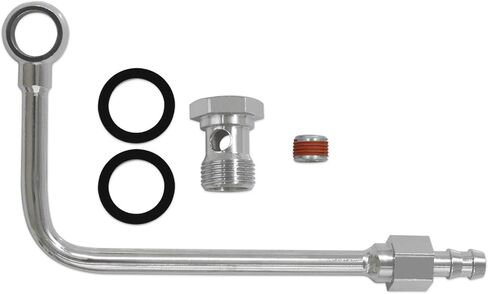 خط وقود Topteng #8126 من الكروم لمكربنات AVS من سلسلة Edelbrock Performance & Thunder - مدخل شائك 3/8 بوصة، تغذية فردية، تصميم منسدل، مع مسمار بانجو وحشيات in Saudi Arabia