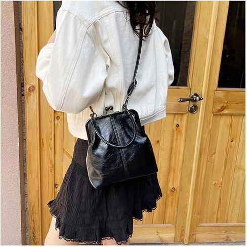Women's Kiss Lock Crossbody Bag PU Leather Kiss Clasp Purse Handbags Crossbody Shoulder Bags Hobo Tote Purses Wallet in Saudi Arabia