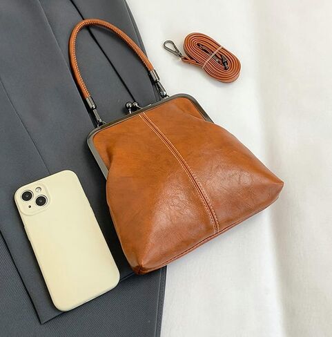 Women's Kiss Lock Crossbody Bag PU Leather Kiss Clasp Purse Handbags Crossbody Shoulder Bags Hobo Tote Purses Wallet in Saudi Arabia