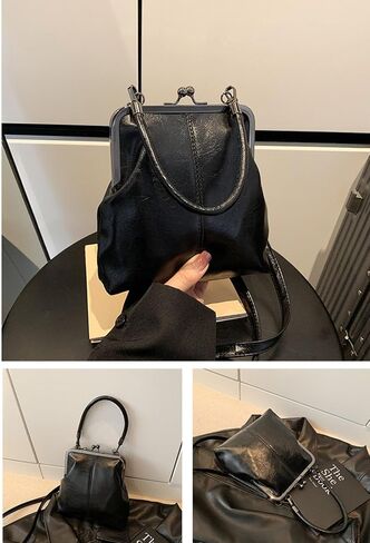 Women's Kiss Lock Crossbody Bag PU Leather Kiss Clasp Purse Handbags Crossbody Shoulder Bags Hobo Tote Purses Wallet in Saudi Arabia