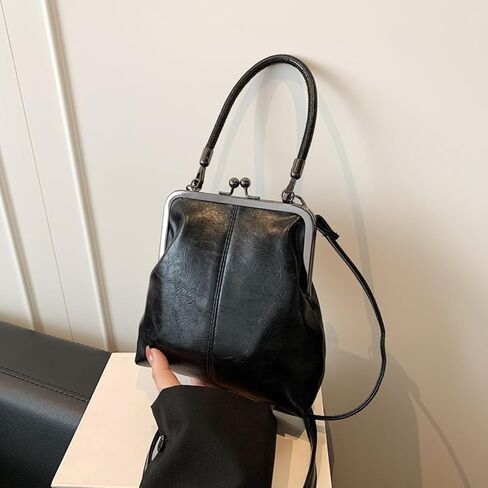 Women's Kiss Lock Crossbody Bag PU Leather Kiss Clasp Purse Handbags Crossbody Shoulder Bags Hobo Tote Purses Wallet in Saudi Arabia