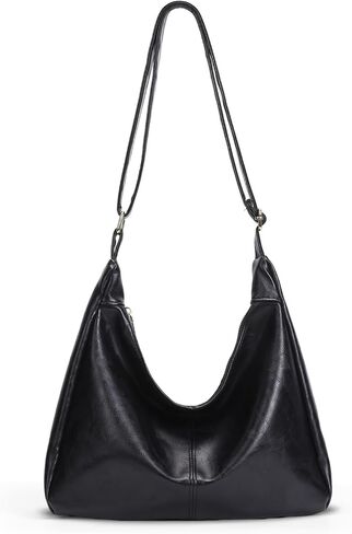 Slouchy Hobo Bags for Women Vegan Leather Shoulder Bag Everyday Purse Soft Foldable Vintage Slouchy Hobo Purse with Zipper in Saudi Arabia