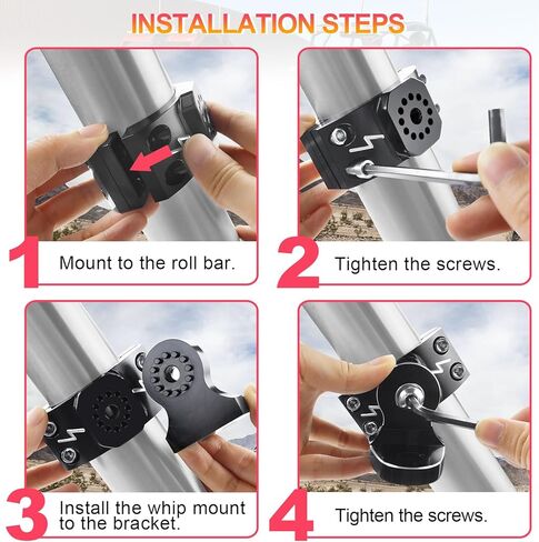 StarKnightMT UTV Heavy-Duty Whip Light Mount 2PCS RZR Flag Mount for 1.75 Inch to 2 Inch Roll Bar Compatible with Polaris RZR 1000 XP 900 Pro Maverick x3 Pioneer 1000 Talon in Kuwait