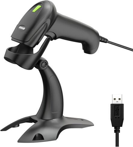 Symcode ماسح الباركود مع حامل USB السلكي الجرد 2D 1D QR Code Scanner مع المسح التلقائي بدون استخدام اليدين قارئ الباركود الماسح الضوئي للكمبيوتر POS MAC in Kuwait