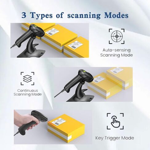 Symcode ماسح الباركود مع حامل USB السلكي الجرد 2D 1D QR Code Scanner مع المسح التلقائي بدون استخدام اليدين قارئ الباركود الماسح الضوئي للكمبيوتر POS MAC in Kuwait
