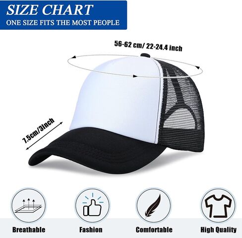 Handepo 24 Pack Sublimation Blank Cap Trucker Mesh Baseball Cap Bulk Adjustable Plain Blank Mesh Hat for Summer DIY Printing(Black White,24 Pieces) in Saudi Arabia