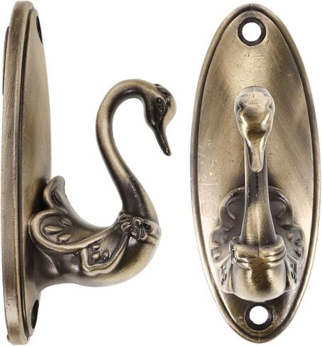 IMIKEYA 2pcs Swan Hook Curtain Holdbacks: Vintage Swan Wall Hooks Golden Zinc Alloy Holdbacks Easy Install No-Drill Curtain Holdbacks for Hat Robe Coat, Farmhouse Bedroom Living Room Decor in Saudi Arabia