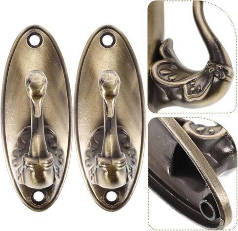 IMIKEYA 2pcs Swan Hook Curtain Holdbacks: Vintage Swan Wall Hooks Golden Zinc Alloy Holdbacks Easy Install No-Drill Curtain Holdbacks for Hat Robe Coat, Farmhouse Bedroom Living Room Decor in Saudi Arabia