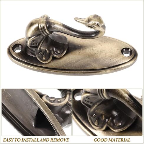 IMIKEYA 2pcs Swan Hook Curtain Holdbacks: Vintage Swan Wall Hooks Golden Zinc Alloy Holdbacks Easy Install No-Drill Curtain Holdbacks for Hat Robe Coat, Farmhouse Bedroom Living Room Decor in Saudi Arabia