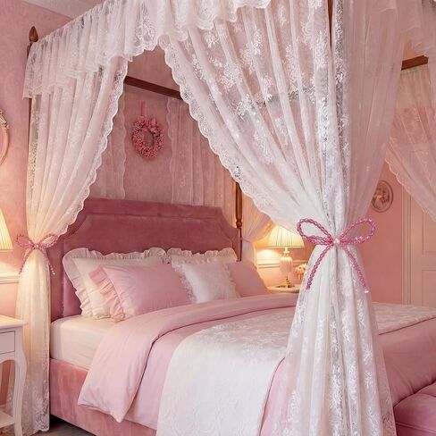 Novabright 2 Pack Pink Crystal Bow Magnetic Curtain Tiebacks Beaded Magnetic Decorative Curtain Holders and Holdback Clips No Drill Beaded Drapery Holdbacks for Bedroom & Coquette Room Decor in Saudi Arabia
