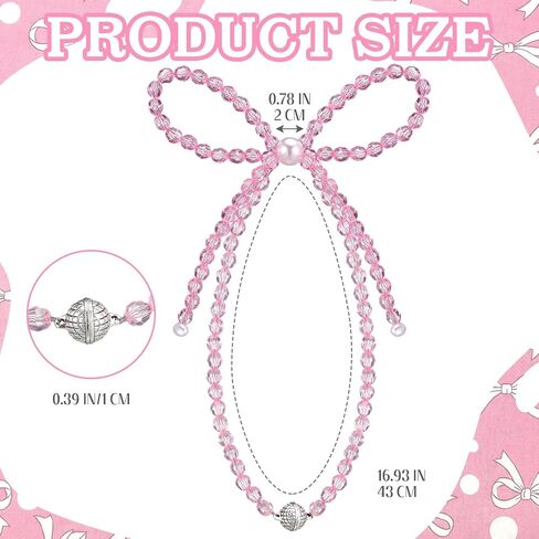 Novabright 2 Pack Pink Crystal Bow Magnetic Curtain Tiebacks Beaded Magnetic Decorative Curtain Holders and Holdback Clips No Drill Beaded Drapery Holdbacks for Bedroom & Coquette Room Decor in Saudi Arabia