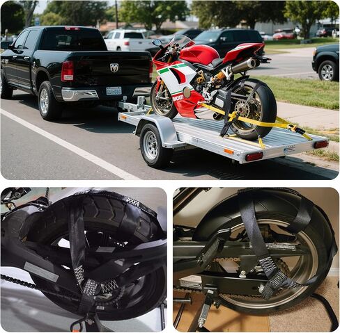 أشرطة ربط عالمية للدراجات النارية لإطارات العجلات الخلفية، أشرطة ربط قابلة للتعديل لتأمين الدراجة الرياضية، الدراجة الترابية، نقل إطارات الدراجات النارية الكهربائية، قوة كسر 6600 رطل in Kuwait