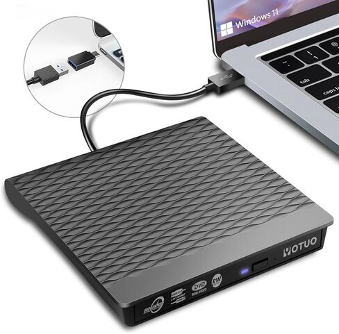 محرك أقراص CD/DVD خارجي متعدد الوظائف 3 في 1 وقارئ بطاقات SD ومشغل DVD يحرق واجهة مزدوجة USB-C/USB 3.2 محمول لأجهزة الكمبيوتر المحمول وسطح المكتب مع Windows 7/8/10/11 Mac MacBook Pro/Air in Saudi Arabia