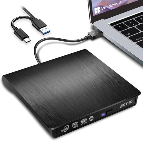 محرك أقراص CD/DVD خارجي متعدد الوظائف 3 في 1 وقارئ بطاقات SD ومشغل DVD يحرق واجهة مزدوجة USB-C/USB 3.2 محمول لأجهزة الكمبيوتر المحمول وسطح المكتب مع Windows 7/8/10/11 Mac MacBook Pro/Air in Saudi Arabia
