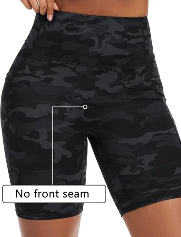 THE GYM PEOPLE Women's High Waist Scrunch Booty Lifting Yoga Shorts No Front Seam Stretchy Ruched Gym Shorts 8" with Pockets in Saudi Arabia
