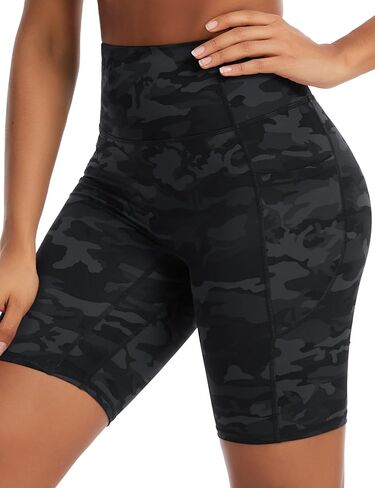 THE GYM PEOPLE Women's High Waist Scrunch Booty Lifting Yoga Shorts No Front Seam Stretchy Ruched Gym Shorts 8" with Pockets in Saudi Arabia
