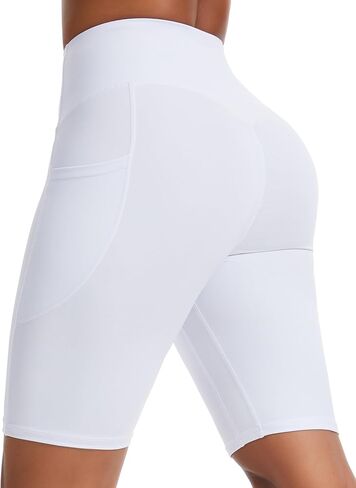 THE GYM PEOPLE Women's High Waist Scrunch Booty Lifting Yoga Shorts No Front Seam Stretchy Ruched Gym Shorts 8" with Pockets in Saudi Arabia
