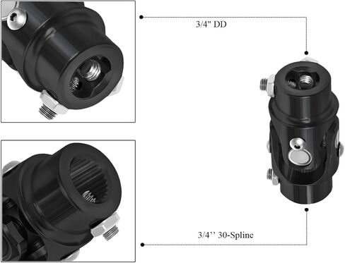 X-AVION Black 3/4"-30 spline-3/4 DD Universal Steering Shaft U Joint in Kuwait