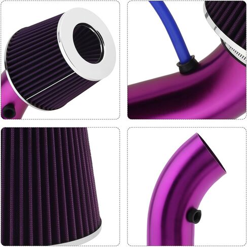 Cold Air Intake Pipe, 3" 76mm Cold Air Intake Kit Aluminum Automotive Cold Air Intake Pipe Filter Induction Flow Hose Pipe Kit in Saudi Arabia