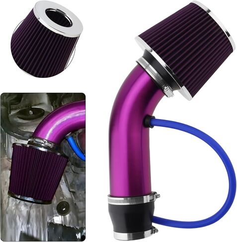 Cold Air Intake Pipe, 3" 76mm Cold Air Intake Kit Aluminum Automotive Cold Air Intake Pipe Filter Induction Flow Hose Pipe Kit in Saudi Arabia