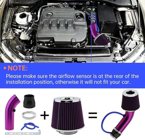 Cold Air Intake Pipe, 3" 76mm Cold Air Intake Kit Aluminum Automotive Cold Air Intake Pipe Filter Induction Flow Hose Pipe Kit in Saudi Arabia
