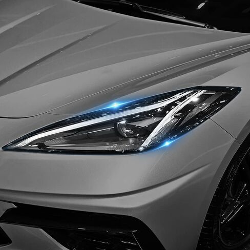 KUNGKIC for Chevrolet Corvette C8 Wide Headlight Protection Film TPU Scratch Guard Non-Yellowing Self-Healing Exterior Accessories Compatible with 2020 2021 2022 2023 2 Pcs Clear Paint in Saudi Arabia