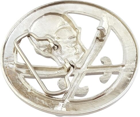 Silver Round Skull Pirate Belt Buckle in Saudi Arabia