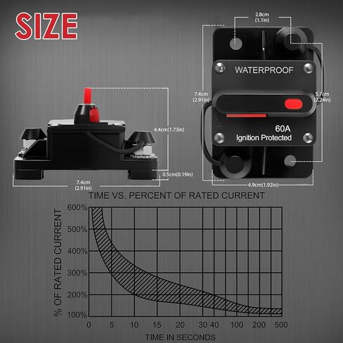 قطعتان من قاطع دائرة السيارة مع إعادة ضبط يدوي، 300 أمبير 12 فولت - 48 فولت عاكس مصهر IP67 قاطع دائرة بحرية مقاوم للماء، مركبة محمولة لمحرك التصيد في سيارة القوارب البحرية (300 أمبير) in Kuwait
