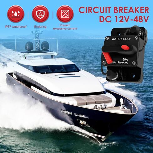 قطعتان من قاطع دائرة السيارة مع إعادة ضبط يدوي، 300 أمبير 12 فولت - 48 فولت عاكس مصهر IP67 قاطع دائرة بحرية مقاوم للماء، مركبة محمولة لمحرك التصيد في سيارة القوارب البحرية (300 أمبير) in Kuwait