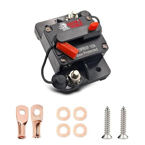 Rayne's World 40 Amp 12V-48V DC Waterproof Circuit Breaker Manual Reset - Car Stereo, RV, Solar Power, Automotive, Marine, Trolling Motor in Saudi Arabia