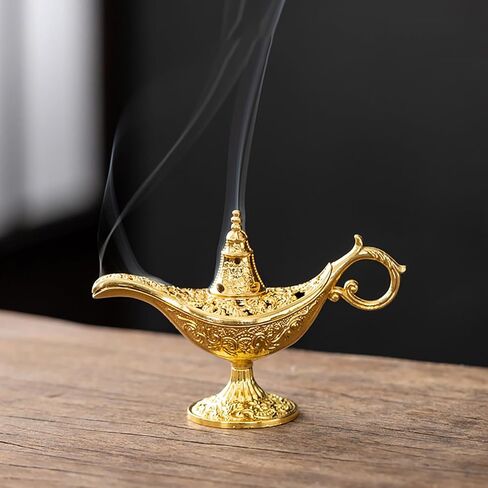 Aladdin Magic Incense Burners Hollow Genie Retro Wishing Oil Lamp Table Decoration Classic Arabian Props Gift for Party Birthday in Saudi Arabia