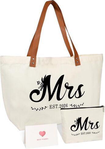 Bride Gifts Canvas Tote Bag, Wedding Gifts for Bridal Shower Bachelorette Party Engagement Honeymoon Beach Travel, Miss to Mrs, Bride to Be, Bridal Shower Decorations in Saudi Arabia