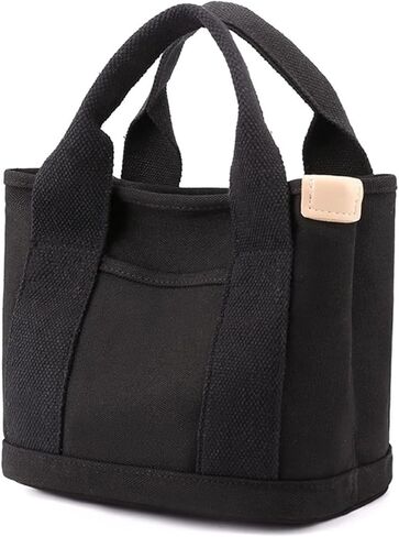 MINGRI Canvas Tote Bag for Women,Small Mini Totes Bags with Zipper Crossbody Purse with Pockets Shoulder Handbag in Kuwait