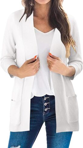 CRAZY GRID Women's Casual Cardigans with Pockets Lightweight Open Front Cardigan Sweaters Dressy Knit Outfits Plain Color in Saudi Arabia