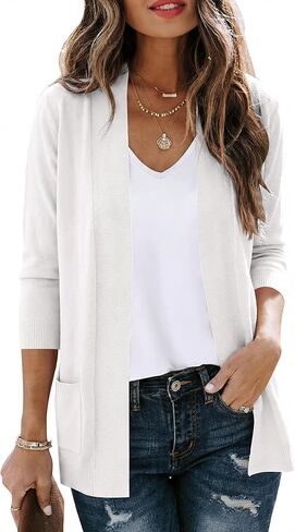 CRAZY GRID Women's Casual Cardigans with Pockets Lightweight Open Front Cardigan Sweaters Dressy Knit Outfits Plain Color in Saudi Arabia